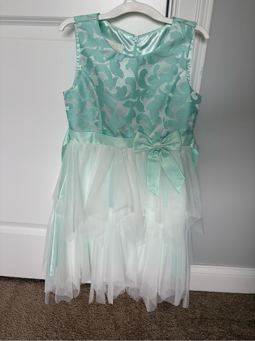 American Princess Mint Green and White Tulle Party Dress with Bow